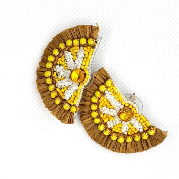 :: S&D🍋LTD EDITION Raffia🍋Lemon Drop Earrings - Picture 5 of 10